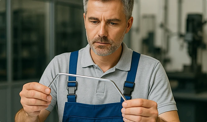 Pracownik z gotowym produktem